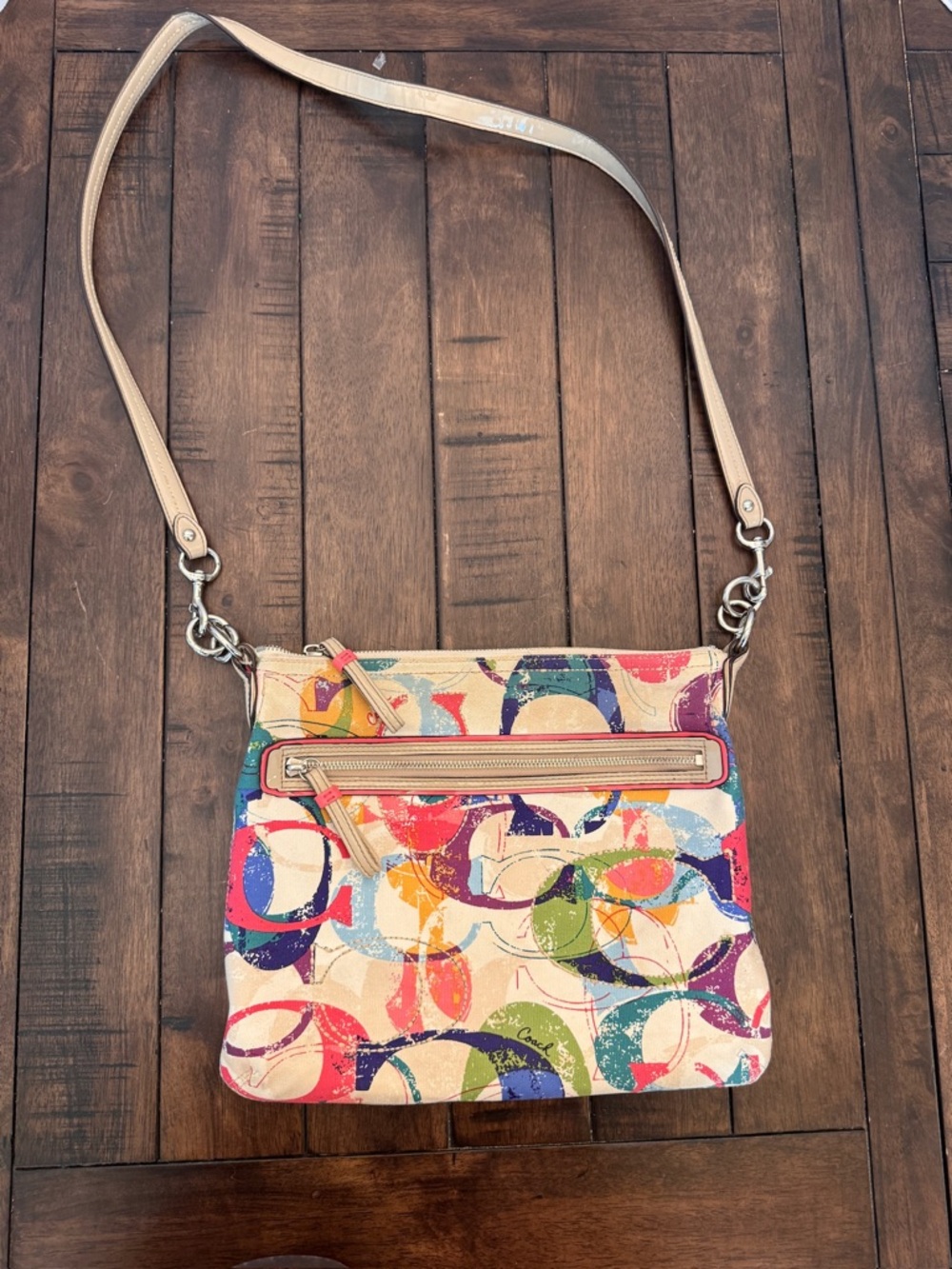 COACH 23376 Poppy Hippie HOBO SHOULDER BAG TOTE SATCHEL C STAMPED RAINBOW